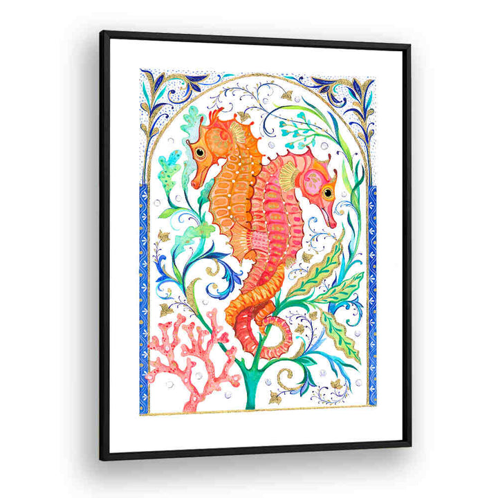 TWO VIBRANT SEAHORSES , BEACH PAINTINGS
