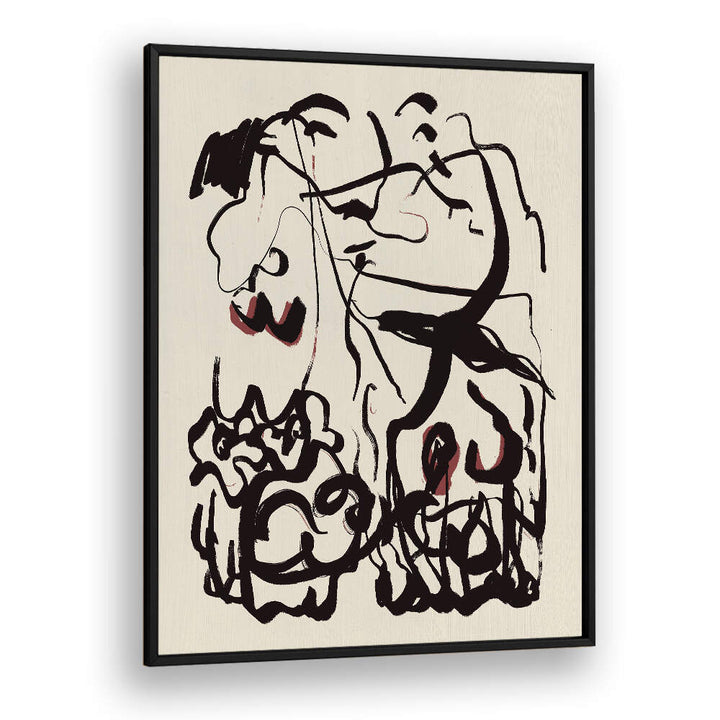 BLACK LINES AND SUBTLE RED ACCENTS , ABSTRACT PAINTINGS