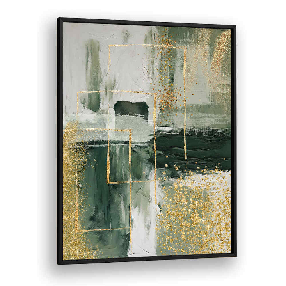 GREEN AND GOLD MOMENT III , ABSTRACT PAINTINGS