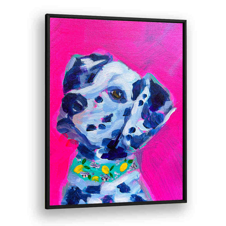 Bright dalmatian portrait on hot pink background with lemon collar — DALMATION , FASHION POSTERS (Shopify)