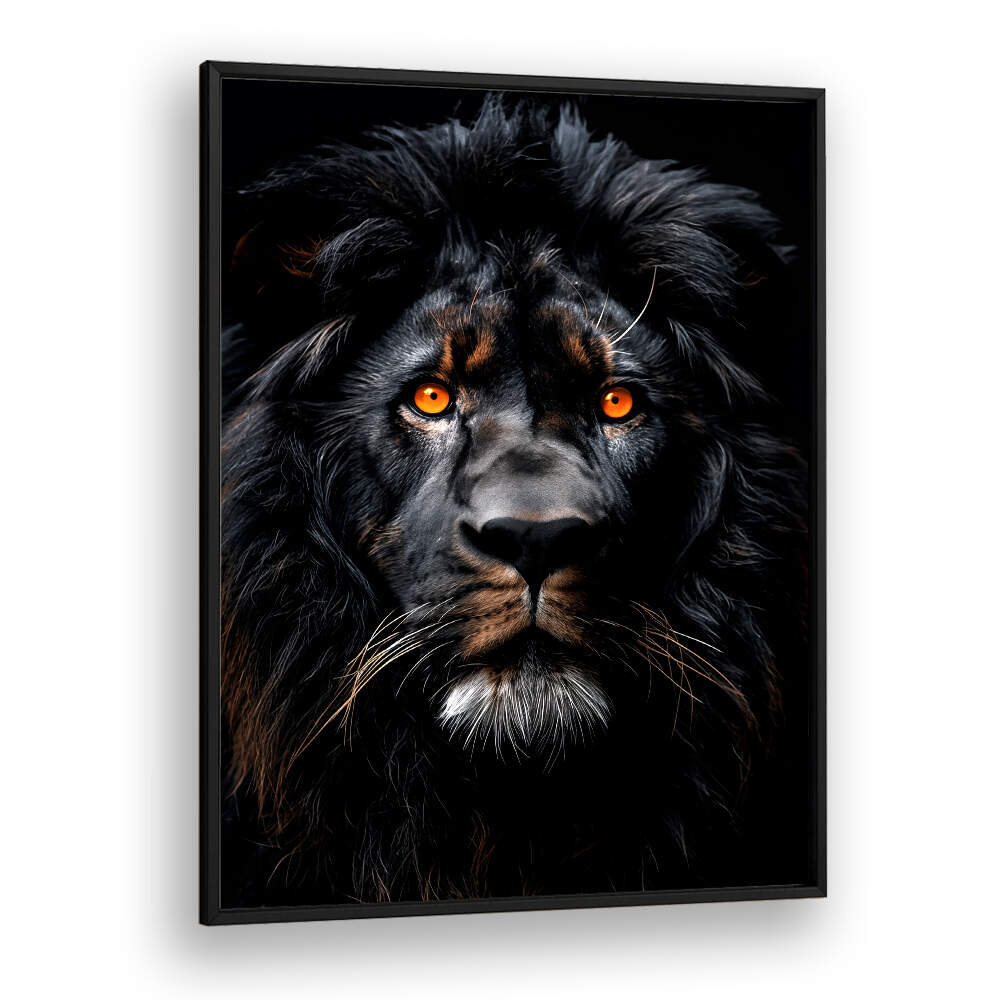 LION BLACK WATERCOLOR ANIMAL ART , WILD LIFE & ANIMAL PAINTINGS