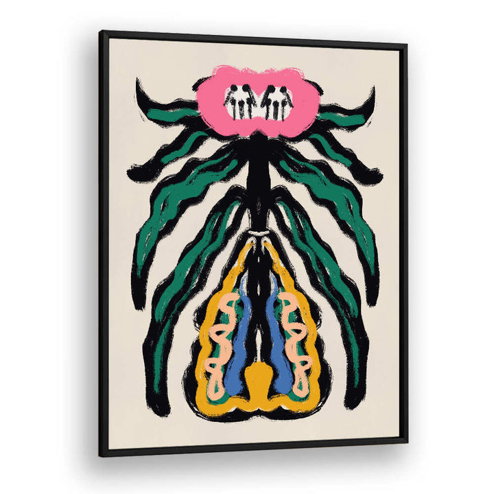 SYMMETRICAL DESIGN WITH A PINK FLOWER , FLORAL FLOWER PAINTINGS