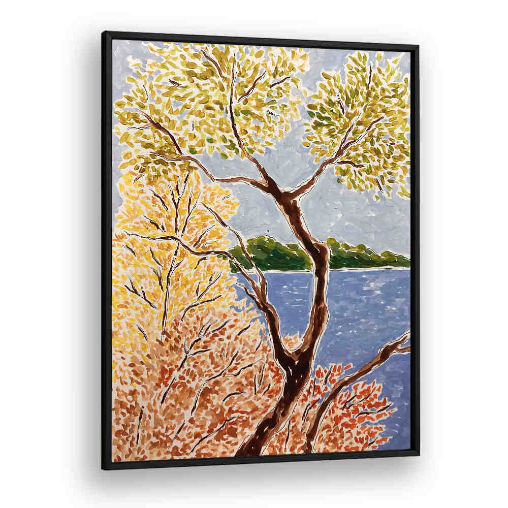 AUTUMN BY THE LAKE , FLORAL FLOWER PAINTINGS