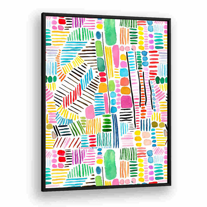 RAINBOW STITCHES WHITE BG , PATTERN ART PRINTS