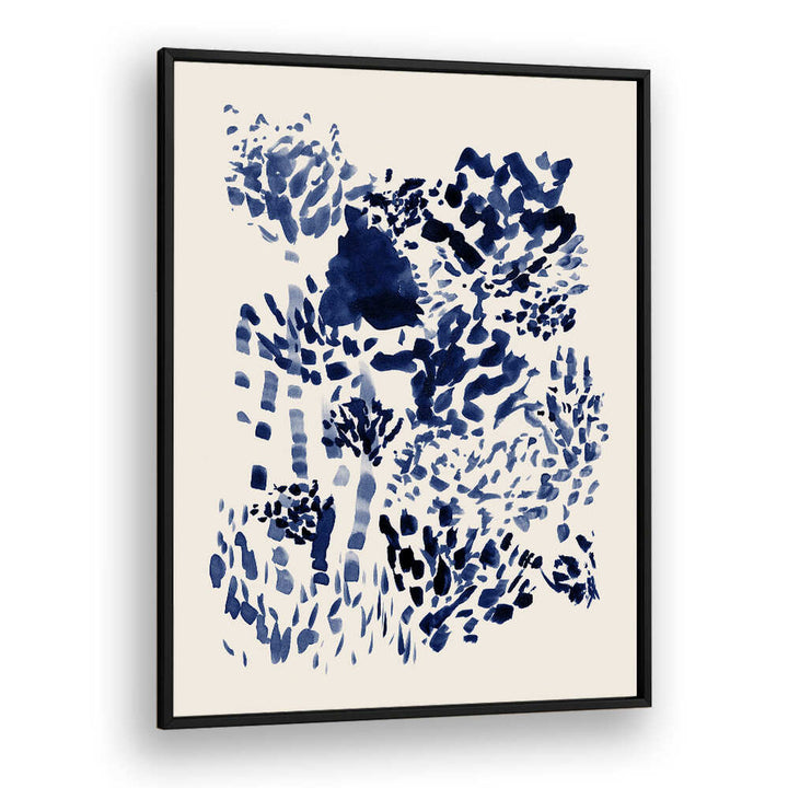 Navy Blue Free Flowing Garden, abstract paintings showcasing deep hues and fluid strokes, perfect for any living space.