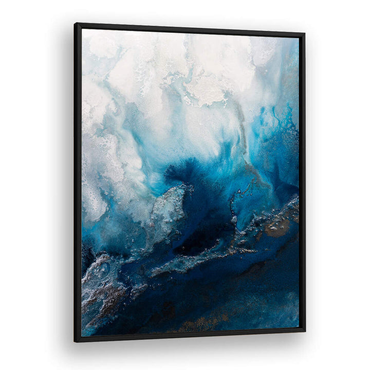 Stunning SEASCAPE ABSTRACTION, ABSTRACT PAINTINGS evoke ocean calm with vibrant blues and textured brushstrokes.