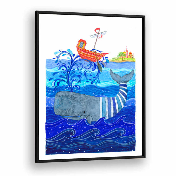 WHIMSICAL WHALE RIDE , KIDS ROOM PAINTINGS