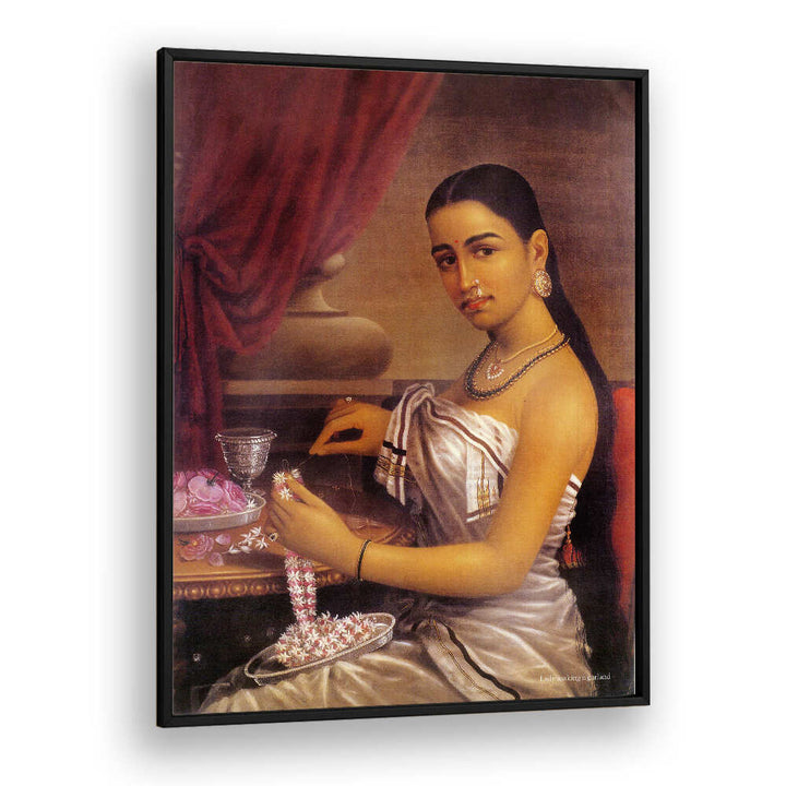 LADY MAKING A GARLAND , INDIAN ART PAINTINGS