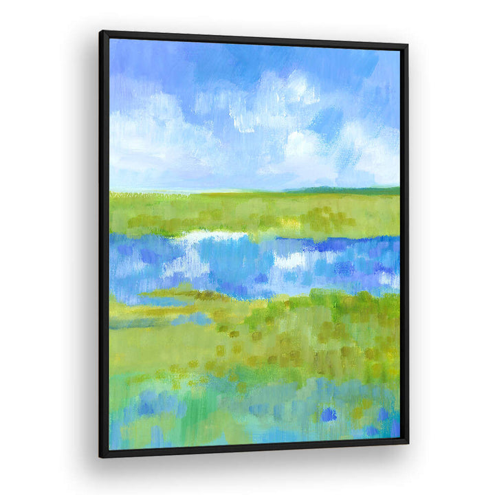 ABSTRACT GREEN BLUE LANDSCAPE , LANDSCAPE PAINTINGS