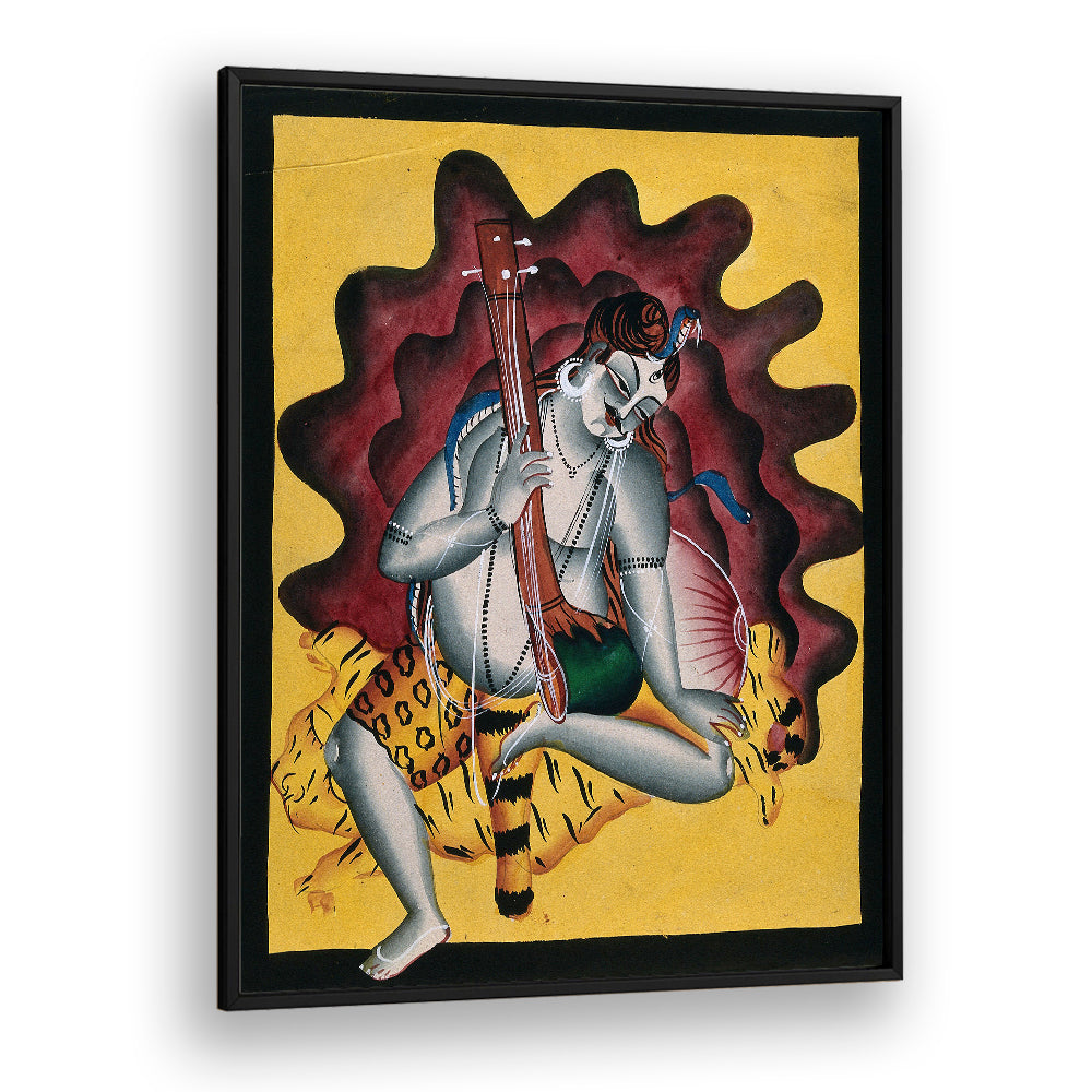 SHIVA SITS ON A TIGER SKIN , INDIAN ART PAINTINGS