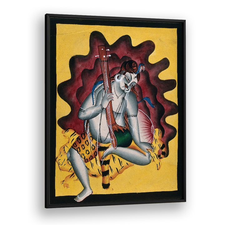 SHIVA SITS ON A TIGER SKIN , INDIAN ART PAINTINGS
