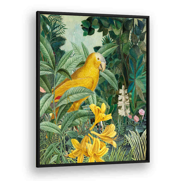 YELLOW PARROTS IN GREEN , ANIMAL PAINTINGS