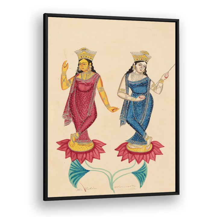 TWO FEMALE DEITIES , INDIAN ART PAINTINGS