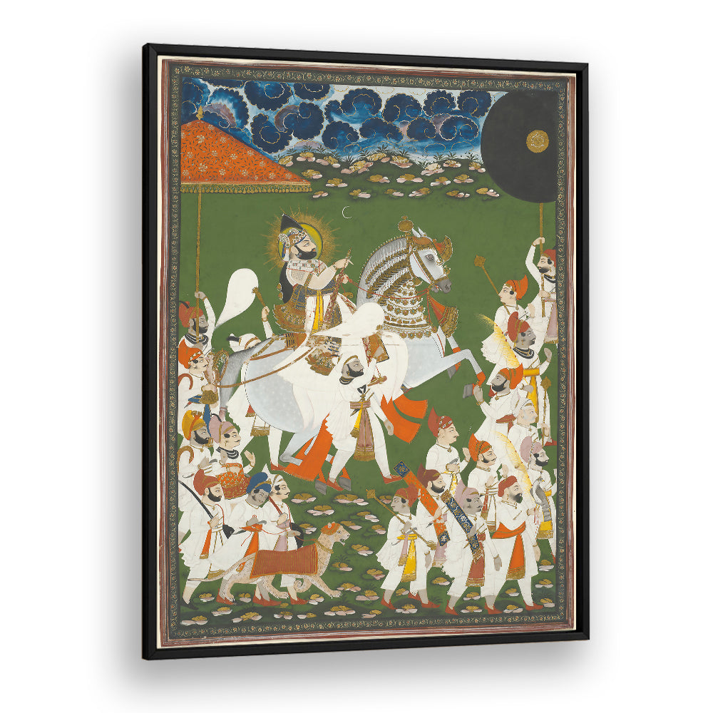 MAHARANA BHIM SINGH IN PROCESSION BY GHASI , INDIAN ART PAINTINGS