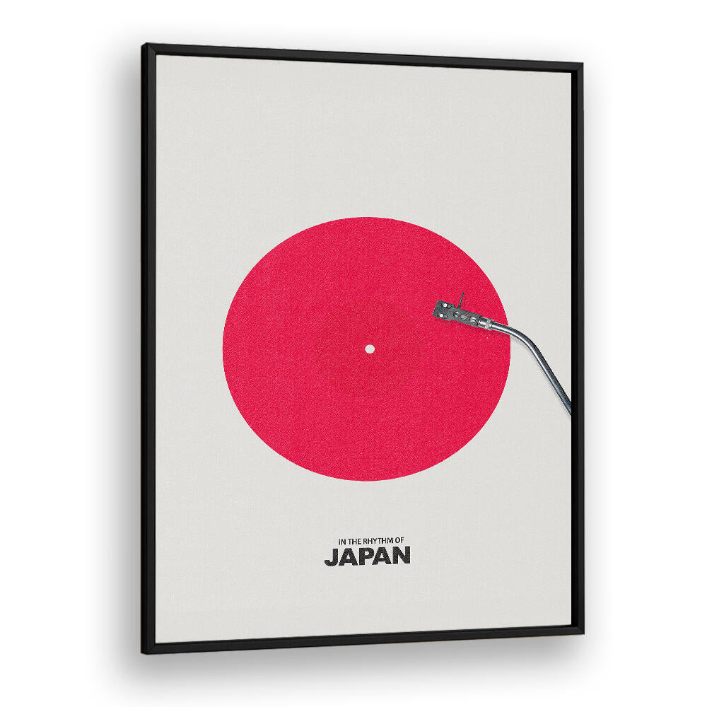 Minimalist JAPAN RHYTHM, JAPANESE PAINTINGS artwork featuring a stylized red circle and turntable design.