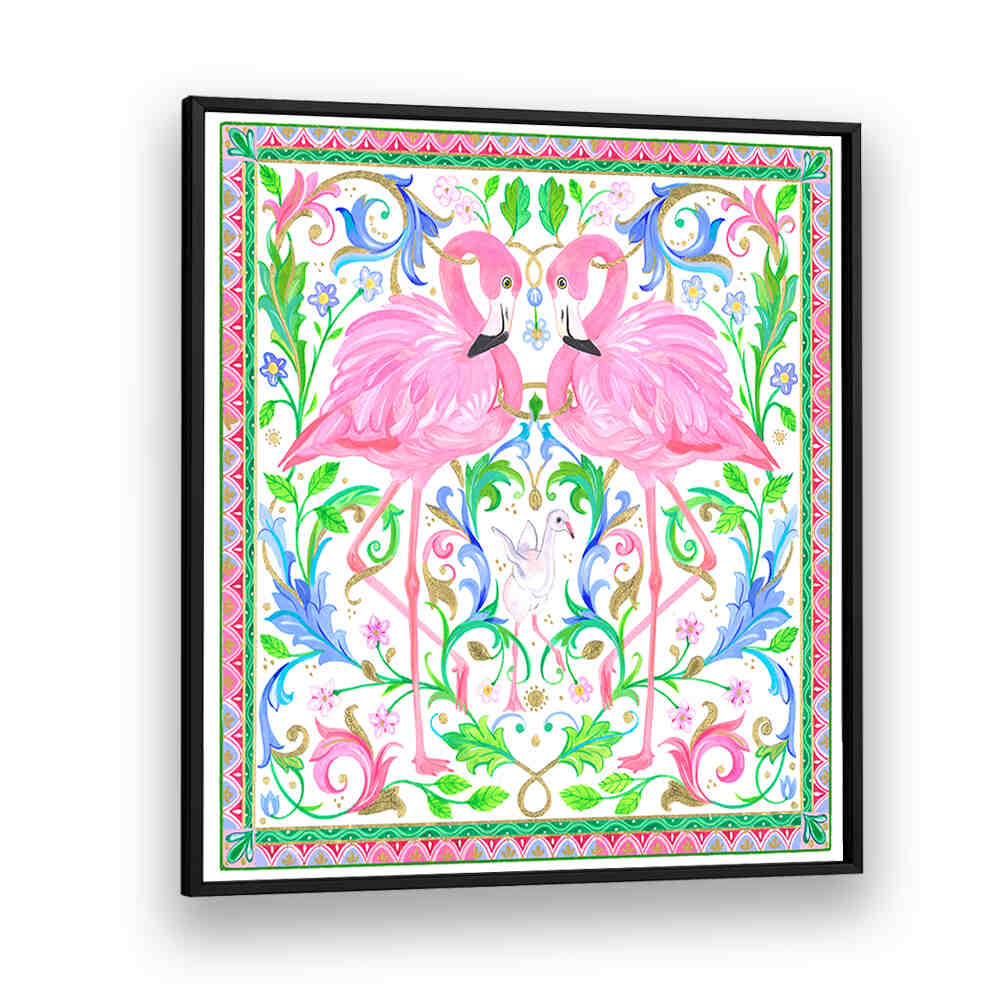 TWO PINK FLAMINGOS , ANIMAL PAINTINGS