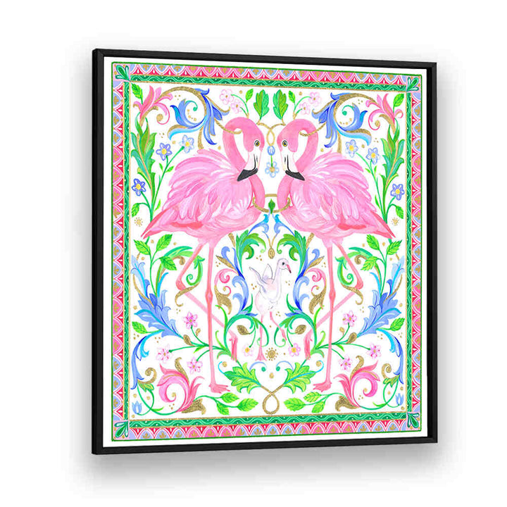 TWO PINK FLAMINGOS , ANIMAL PAINTINGS