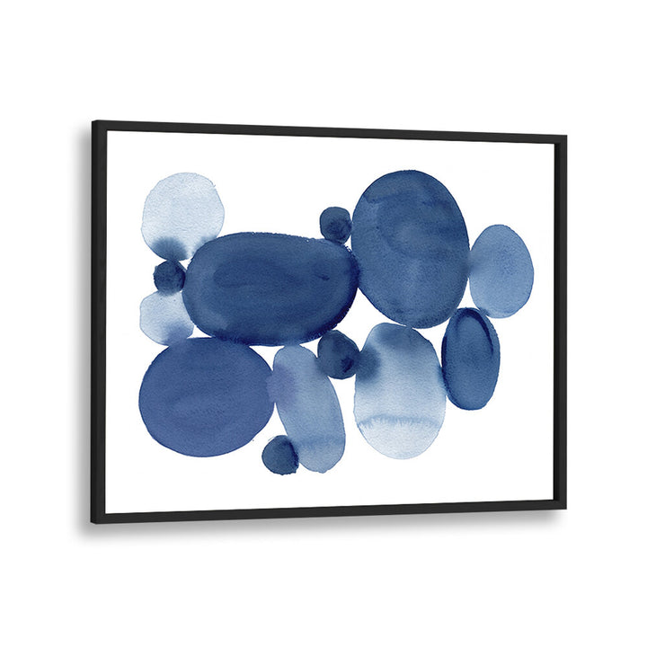 Elegant BLUE WATERCOLOR STONES I, ABSTRACT PAINTINGS featuring fluid shapes and serene hues for stylish decor.