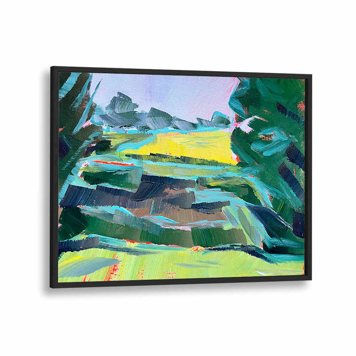 CANOLA FIELD DEUX , LANDSCAPE PAINTINGS vibrant original painting of golden canola field beneath expansive sky