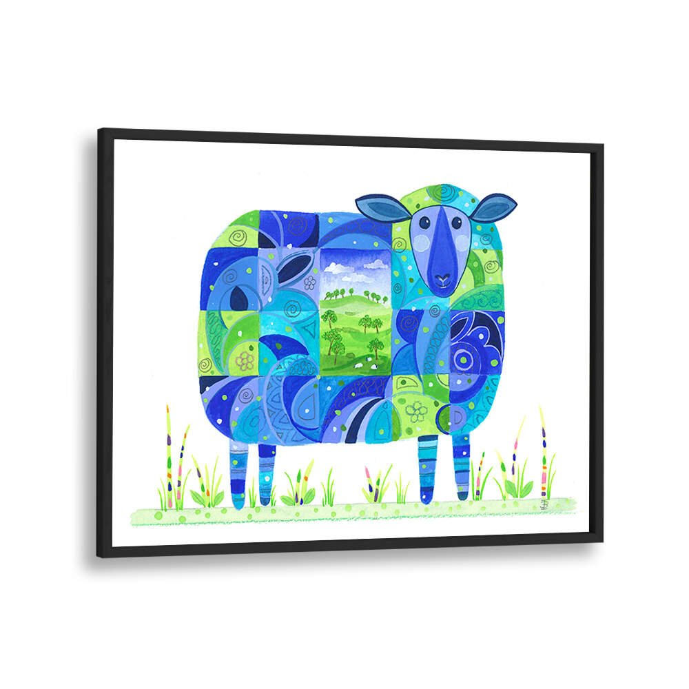 BLUE SHEEP ABSTRACT , KIDS ROOM PAINTINGS