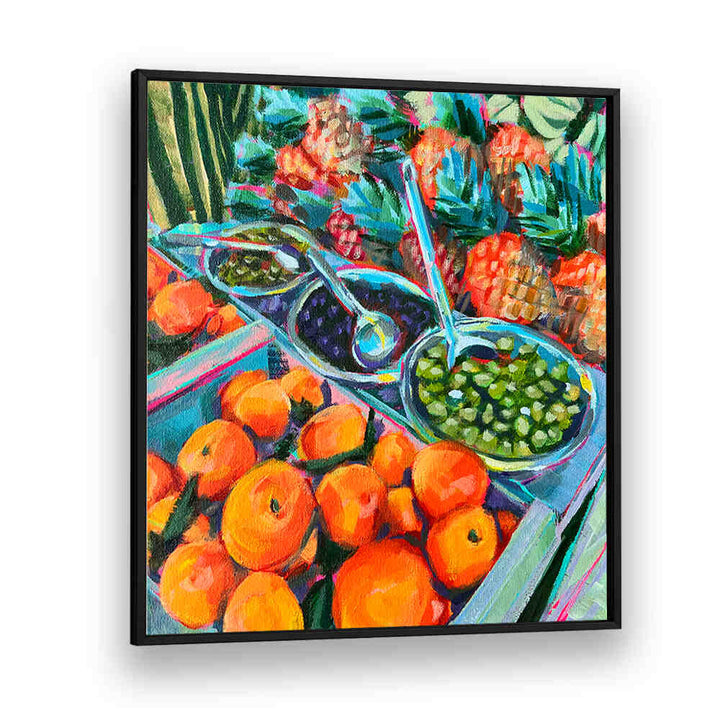 OLIVE LOVER , KITCHEN POSTERS Mediterranean market art with bowls of olives, bright oranges and herbs for farmhouse kitchens