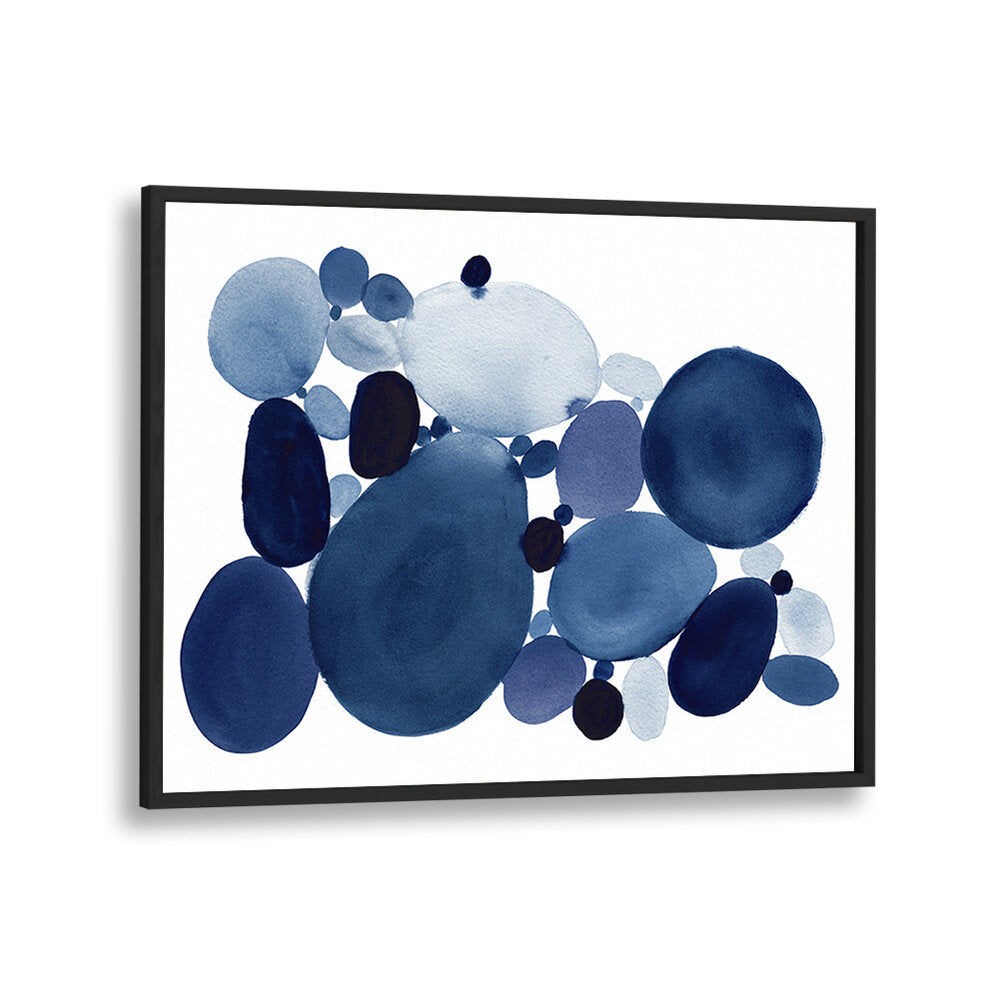 Elegant BLUE WATERCOLOR STONES II, ABSTRACT PAINTINGS, featuring rich blues and soft textures for serene decor.