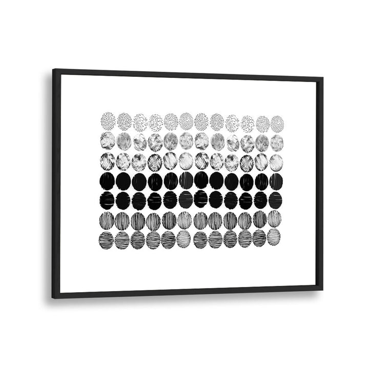 Abstract black and white patterns in MEDITATION CIRCLES II, ABSTRACT PAINTINGS, enhancing your space with tranquility.