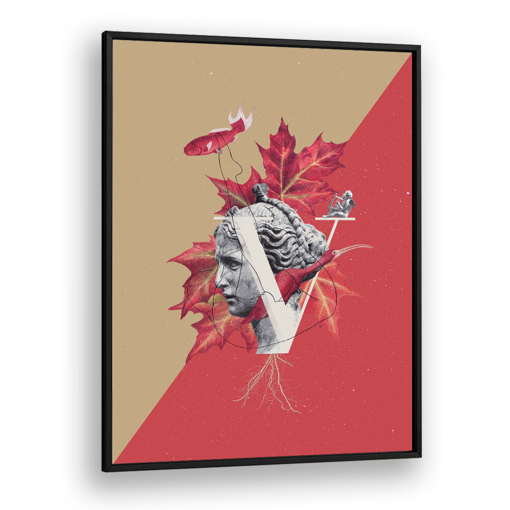 Surreal art print featuring a classical Venus sculpture intertwined with nature, perfect for modern decor. VENUS, SURREAL ART PRINTS.