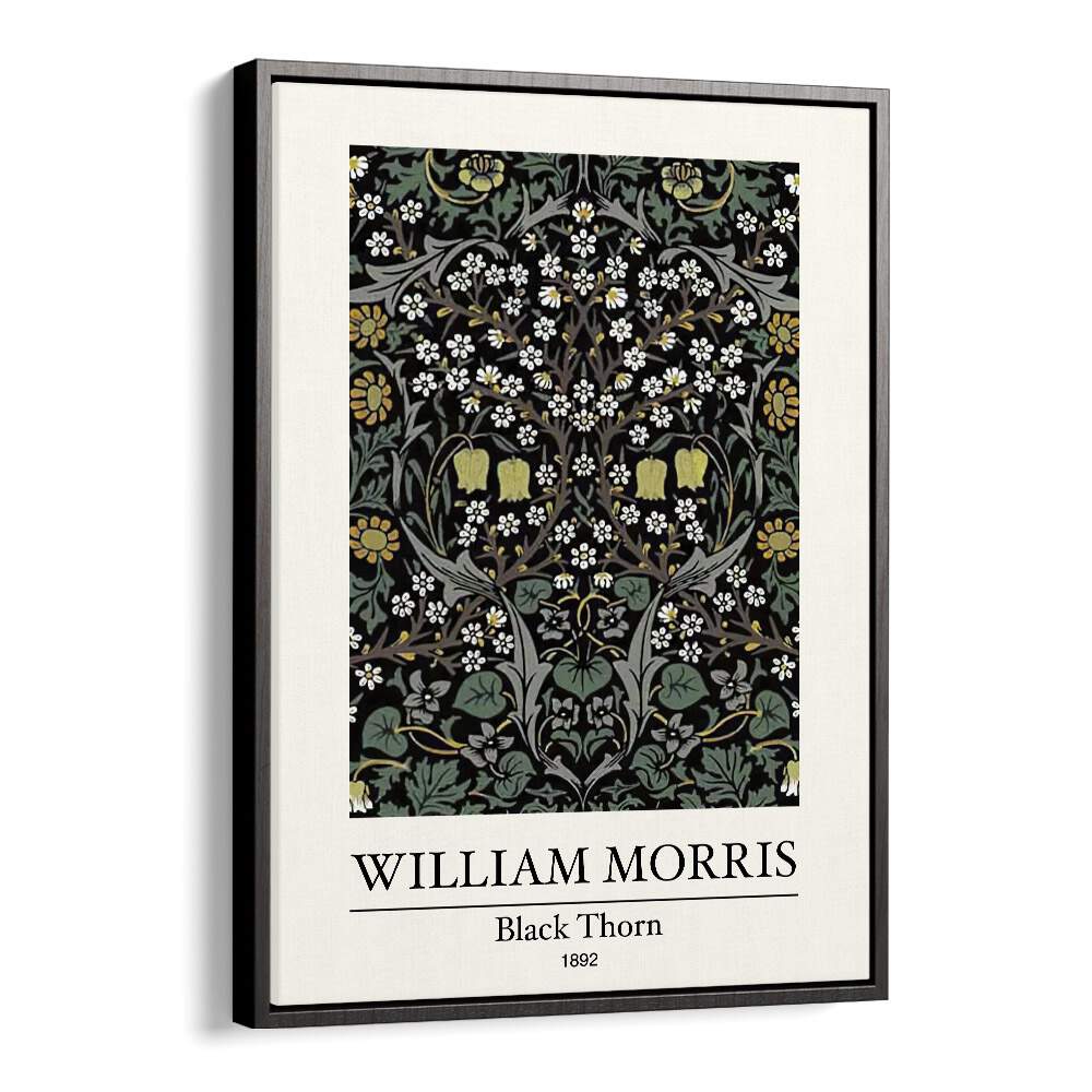 Blackthorn" By William Morris 1892 A Tapestry Of Nature And Intricate Design William Morris's art painting Artwork in Black Floater Frame