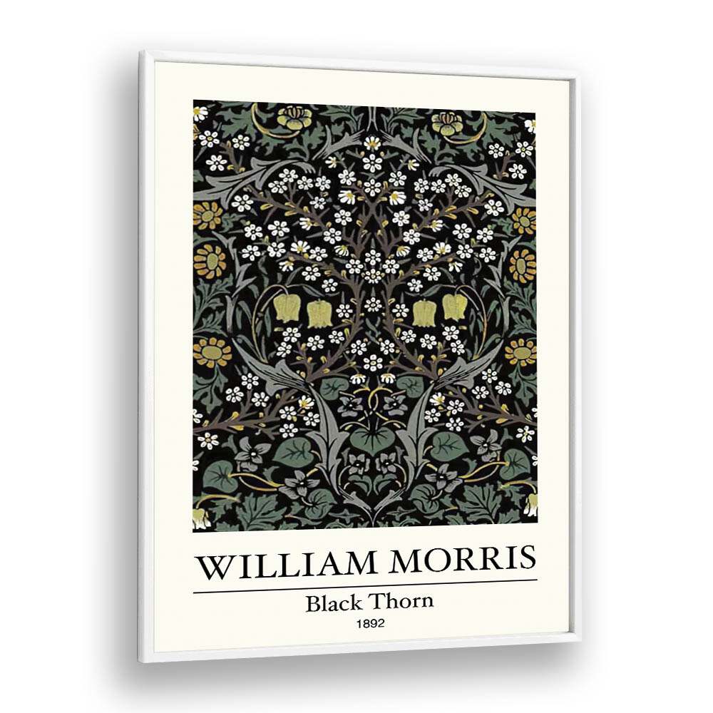 Blackthorn" By William Morris 1892 A Tapestry Of Nature And Intricate Design William Morris's art painting Artwork in White Plain Frame