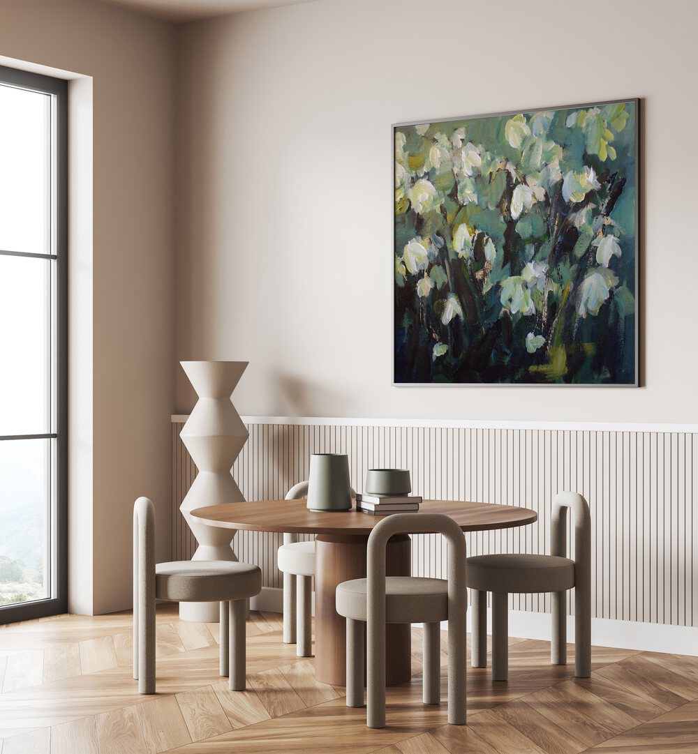 Discover BLOOMING SERENITY, FLORAL FLOWER PAINTINGS, showcasing vibrant abstract floral art for your space.