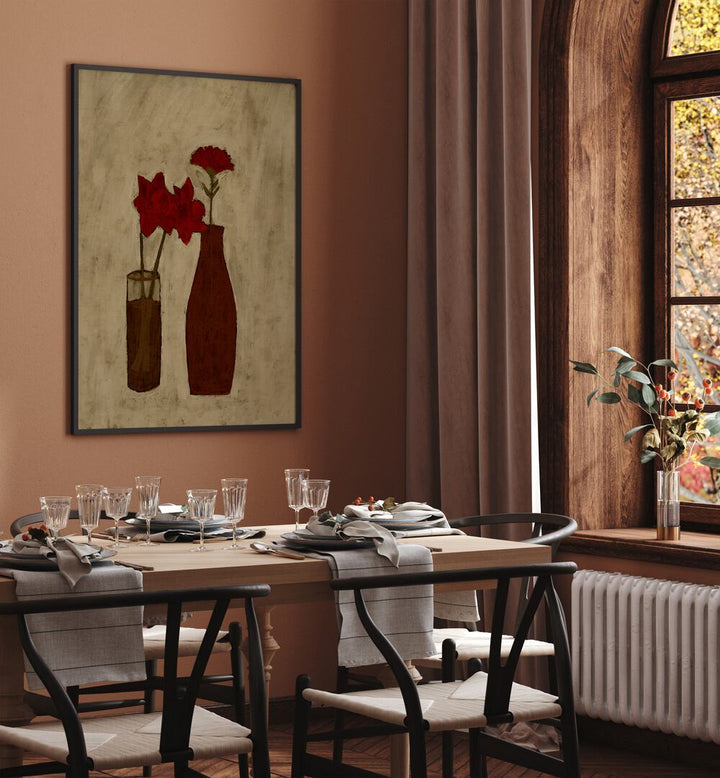 Elegant setting featuring BLOSSOM BLEND, FLORAL FLOWER PAINTINGS that enhance the ambiance of any room.