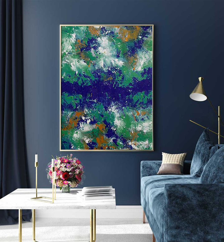 Vibrant BLU BOUQUET, ABSTRACT PAINTINGS enhance contemporary spaces with captivating colors and artistic flair.