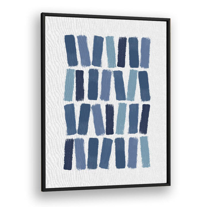 Blue Abstract Strokes I Geometric art Artwork in Black Plain Frame