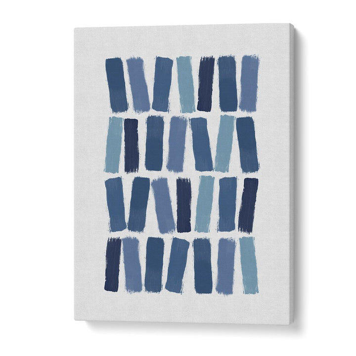 Blue Abstract Strokes I Geometric Art Artwork in Gallery Wrap