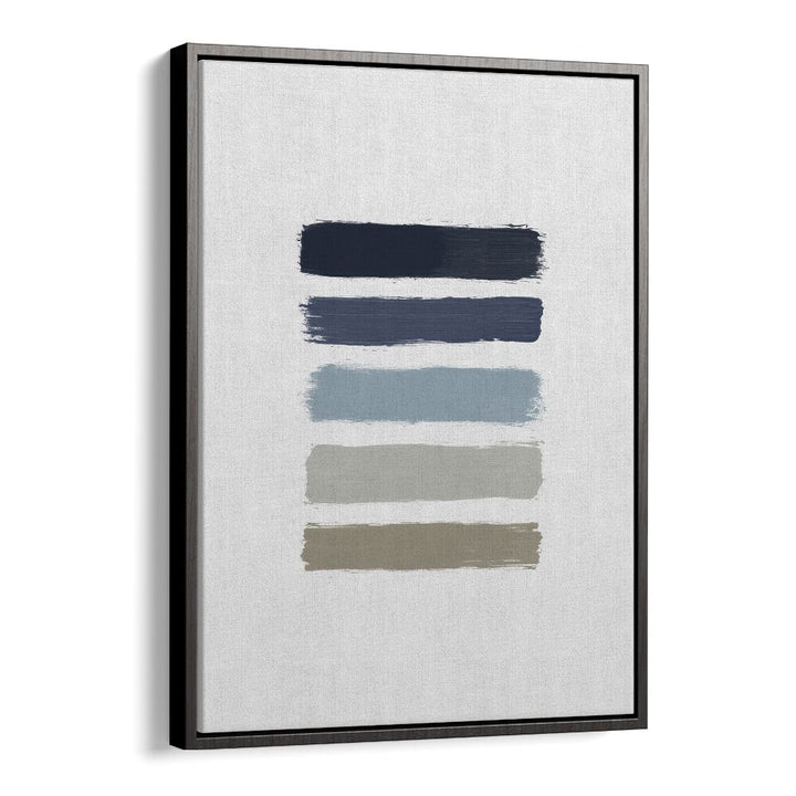 Blue Abstract Strokes II Geometric Art Artwork in Black Floater Frame