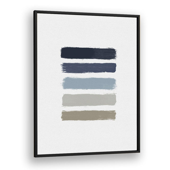 Blue Abstract Strokes II Geometric art Artwork in Black Plain Frame