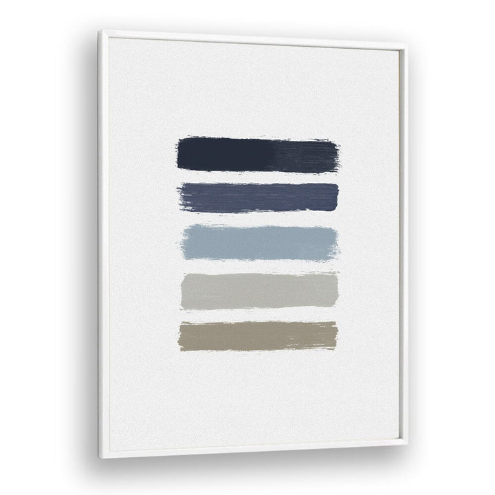 Blue Abstract Strokes II Geometric art Artwork in White Plain Frame