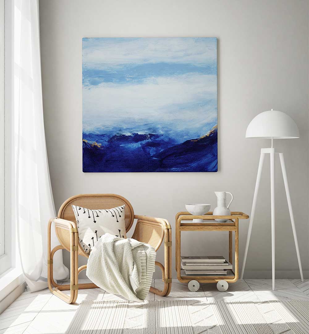 BLUE AND WHITE LANDSCAPE , ABSTRACT PAINTINGS