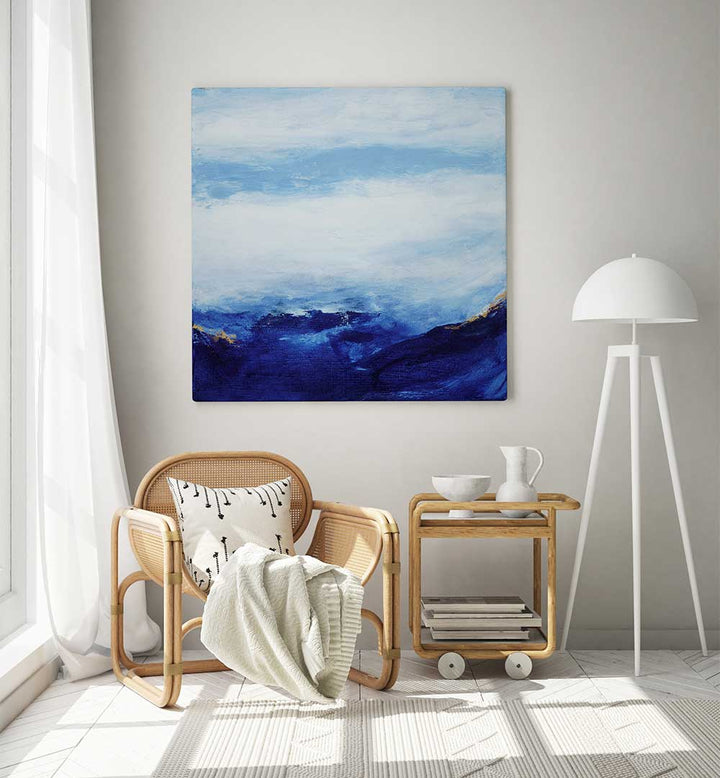 BLUE AND WHITE LANDSCAPE , ABSTRACT PAINTINGS