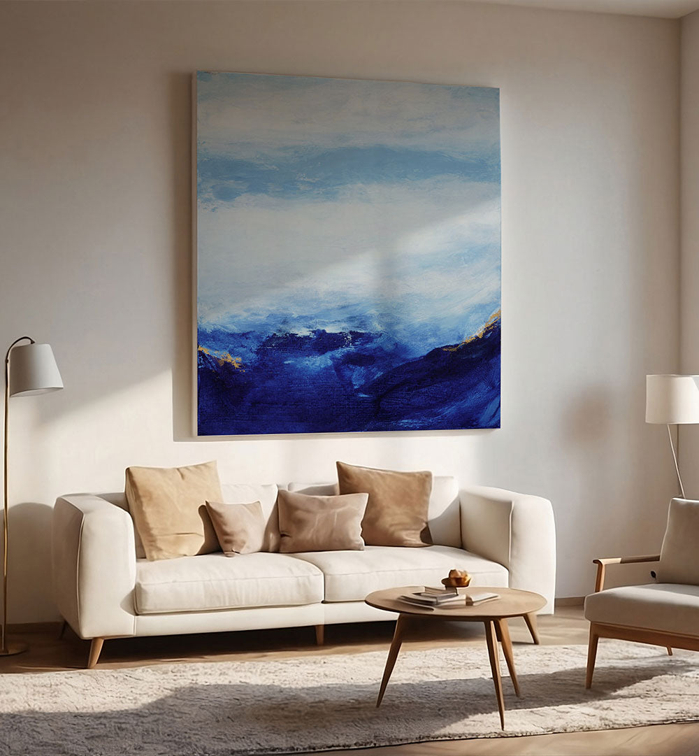 BLUE AND WHITE LANDSCAPE , ABSTRACT PAINTINGS