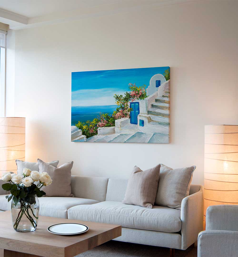 BLUE AND WHITE SANTORINI PALETTE, VINTAGE EUROPEAN PAINTINGS