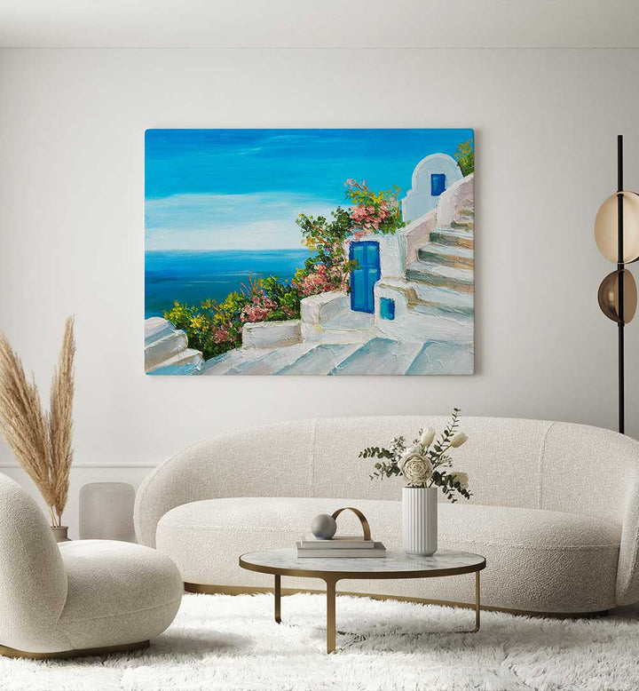 BLUE AND WHITE SANTORINI PALETTE, VINTAGE EUROPEAN PAINTINGS