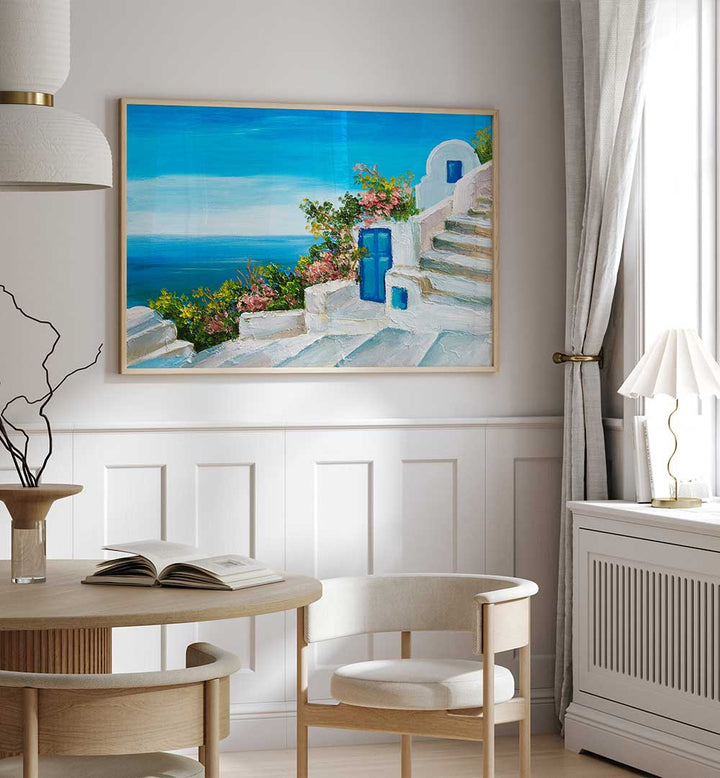 BLUE AND WHITE SANTORINI PALETTE, VINTAGE EUROPEAN PAINTINGS