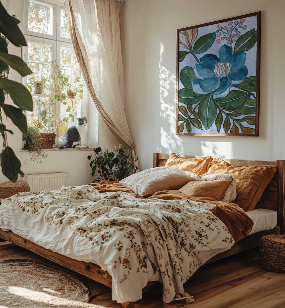 BLUE BLOSSOM , FLORAL FLOWER PAINTINGS