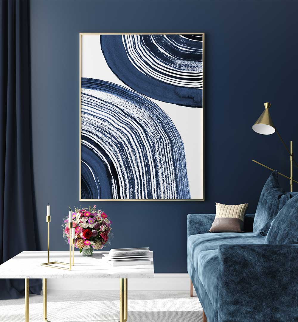 Stunning BLUE CONCENTRIC WAVES, ABSTRACT PAINTINGS add elegance and charm to any modern living space.
