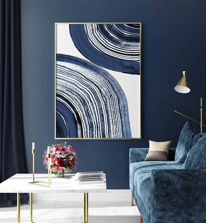 Stunning BLUE CONCENTRIC WAVES, ABSTRACT PAINTINGS add elegance and charm to any modern living space.