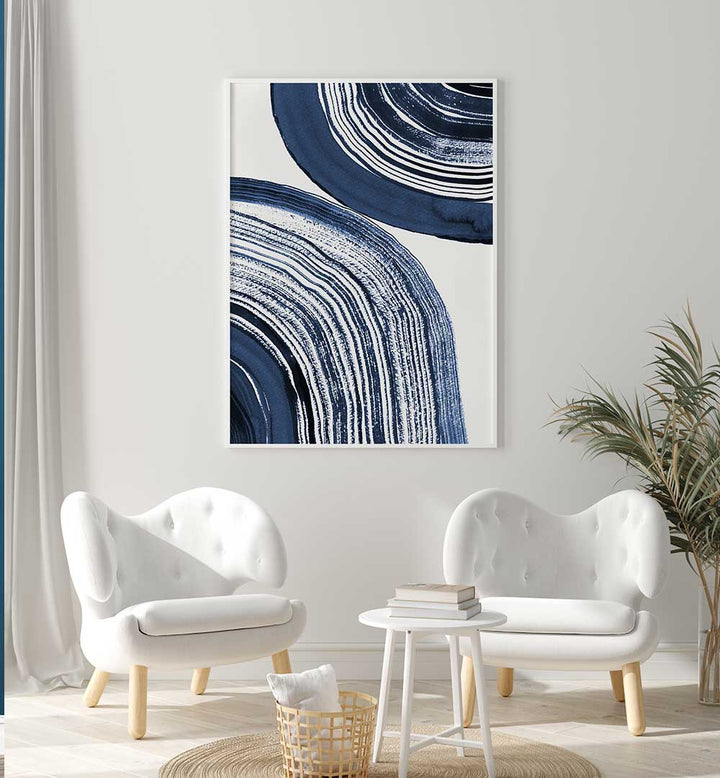 Stunning BLUE CONCENTRIC WAVES, ABSTRACT PAINTINGS adding elegance and vibrancy to modern home decor.