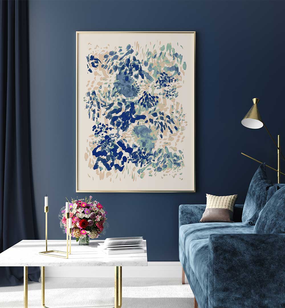 Captivating BLUE CORAL GARDEN, ABSTRACT PAINTINGS enhance any space with vibrant hues and intricate textures.