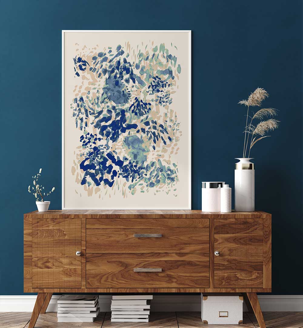 Captivating BLUE CORAL GARDEN, ABSTRACT PAINTINGS, featuring vibrant hues and textures for a stunning focal point.